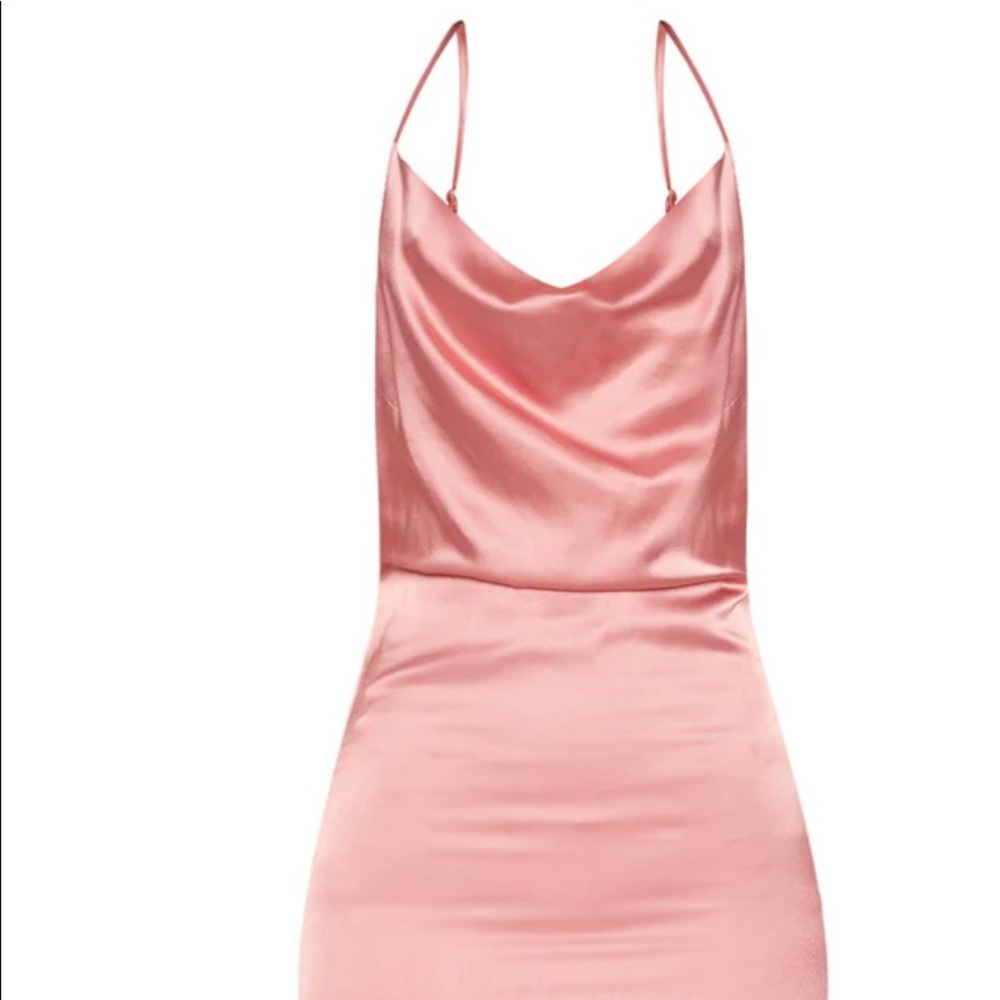 Rose pink silk midi dress
